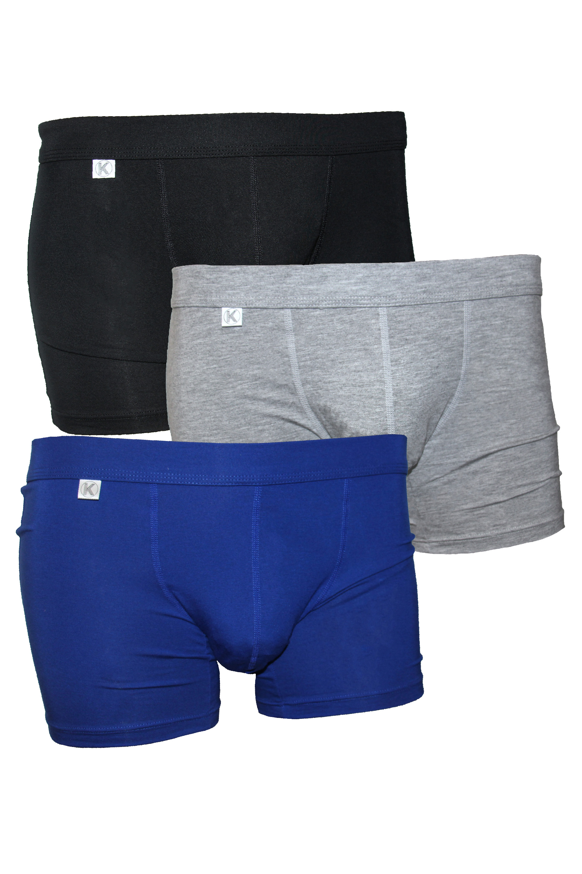 Krenger by T-Bô Boxers, 3er-Pack, schwarz, hellgrau meliert, royalblau, S-3XL